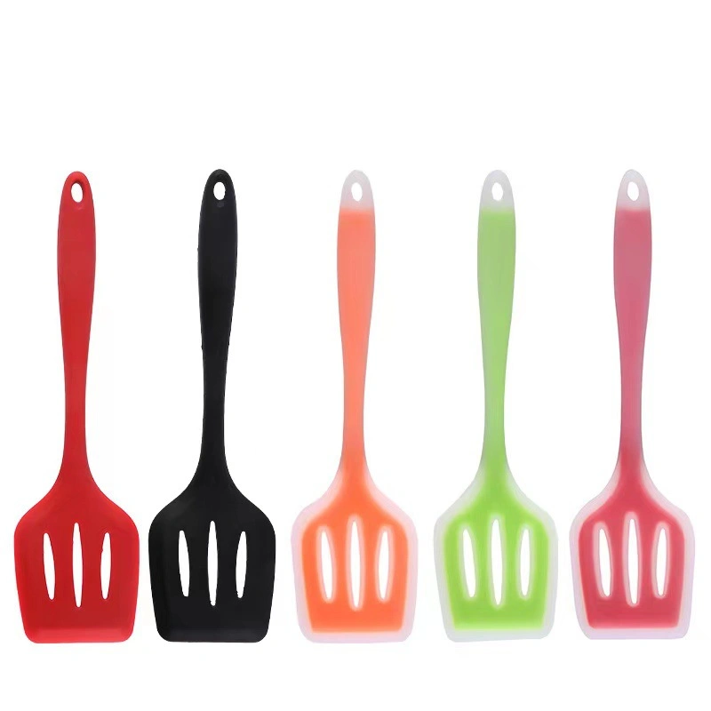 Colorful Heat Resistant Material Silica Gel Kitchenware Slotted Turner Bakeware