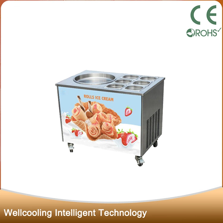 110V/220V Stainless Steel Rolls Fry Ice Cream Machine Single Pan