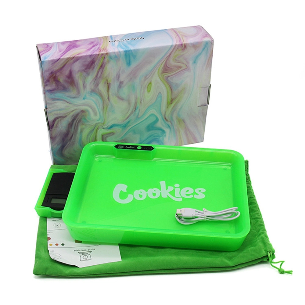 Latest USB Charge LED Light up Plastic Cookies Rolling Tray with Scale